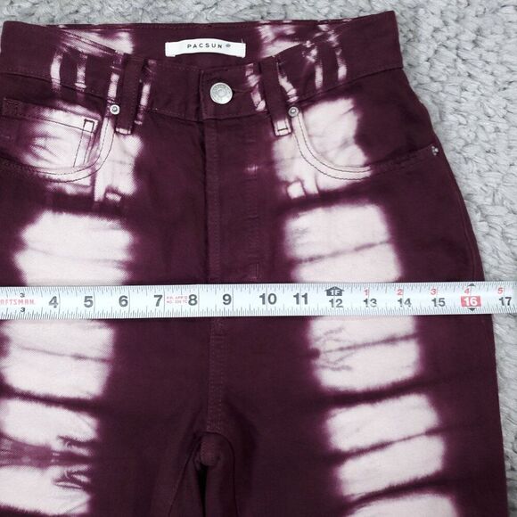 PacSun Eco Raspberry Tie Dye High Waisted Straight Leg Jeans Size 23 Purple Crop - Picture 8 of 10